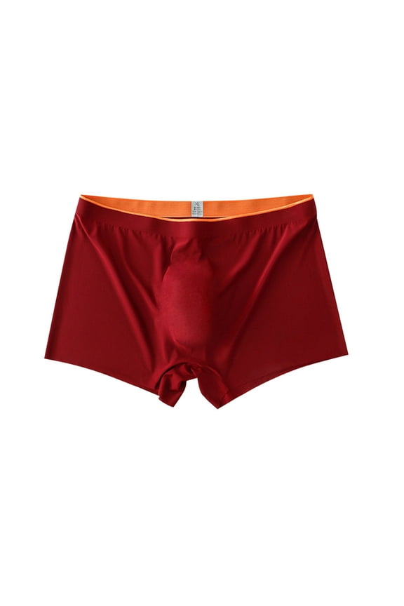 Men's Traceless Trunks Ice Silk Pouch Underwear Non See-Through Breathable Shorts Low Rise Brief Boxers