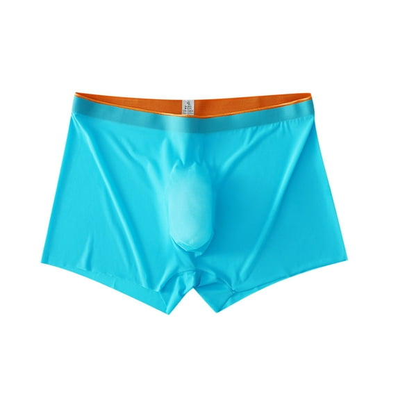 Men's Traceless Trunks Ice Silk Pouch Underwear Non See-Through Breathable Shorts Low Rise Brief Boxers