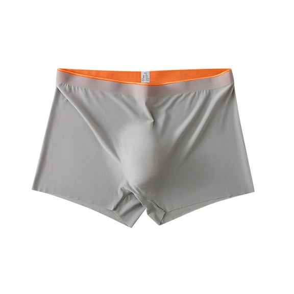 Men's Traceless Trunks Ice Silk Pouch Underwear Non See-Through Breathable Shorts Low Rise Brief Boxers