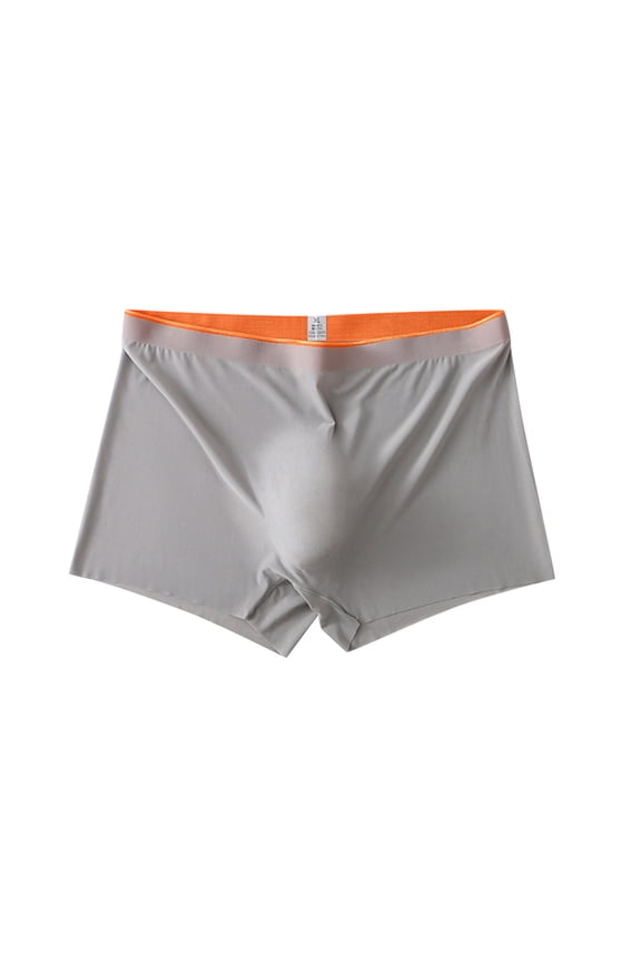 Men's Traceless Trunks Ice Silk Pouch Underwear Non See-Through Breathable Shorts Low Rise Brief Boxers