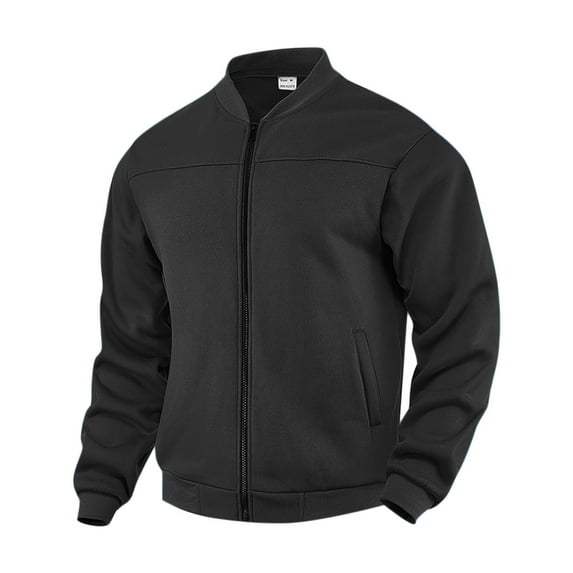 Men's Track Jackets Full-Zip Casual Stand Collar Coat Workout Running Active Sweatshirt Jacket with Pockets Sportswear Black XL