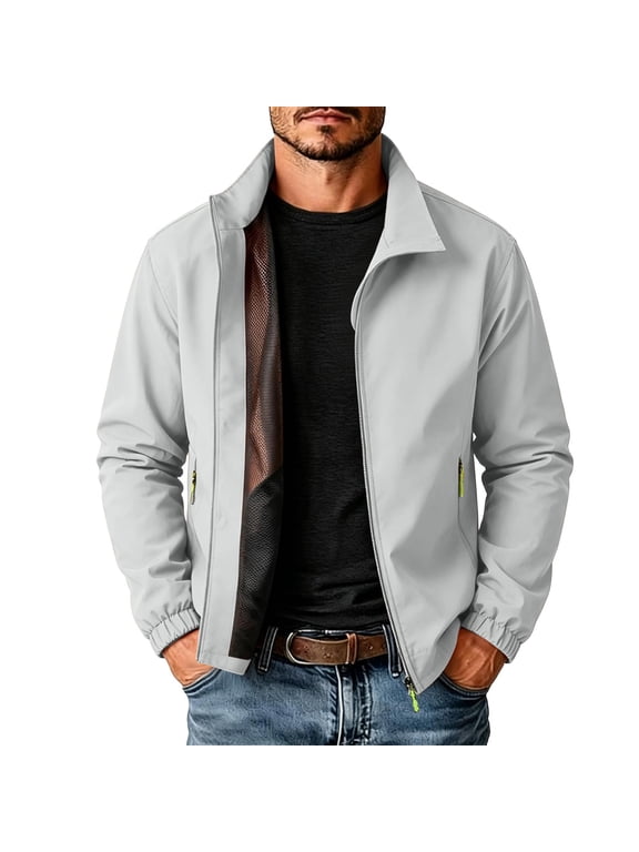 Men's Track Jackets Lightweight Full-Zip Casual Workout Running Athletic Active with Pockets Cycling