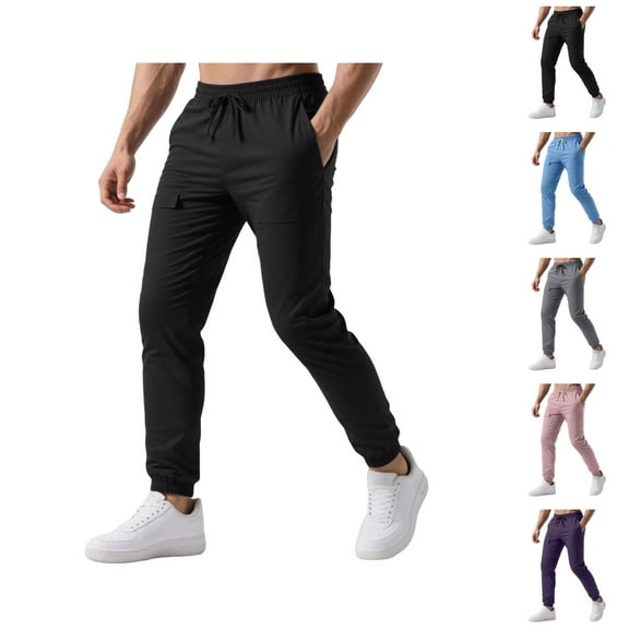 Men's Track Pants - Comfortable Breathable Sweatpants with Pockets and Elastic Waistband for Home & Lounge