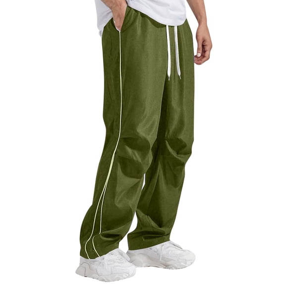 Men's Track Pants Elastic Drawstring Waist Loose Straight Leg Casual Trousers, Solid Color, for Everyday & Sports Wear