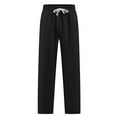 thumbnail image 1 of Men's Track Pants Elastic High Waisted Drawstring Basic Trousers Casual Baggy Split Textured Knit Pant with Pockets, 1 of 3