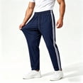 thumbnail image 1 of Men's Track Pants Joggers Athletic Drawstring Waist Elastic Quick Dry Running Gym Workout Trousers Striped Side Stripe Tapered Trousers Navy S, 1 of 6