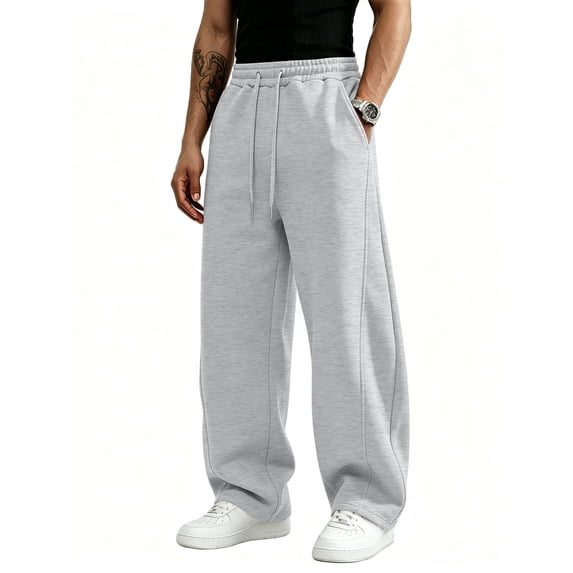 Men's Track Pants Open Bottom Wide Leg Lightweight Sweat Pants Loose Fit Jogging Sweat Pants with Pockets