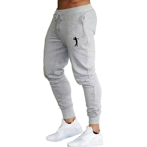 Men's Track Pants Slim Fit Ankle Binding Sweatpants Versatile Sports Pants Printed Joggers