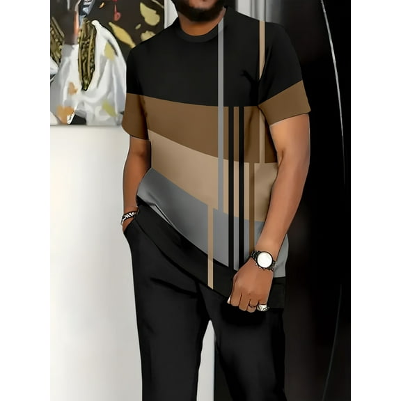 Men's Track Suit Set Short Sleeve Jogging Top Bottoms Fashion Casual Tracksuit Outfits Drawstring Elastic Waist with Pockets Gray XL