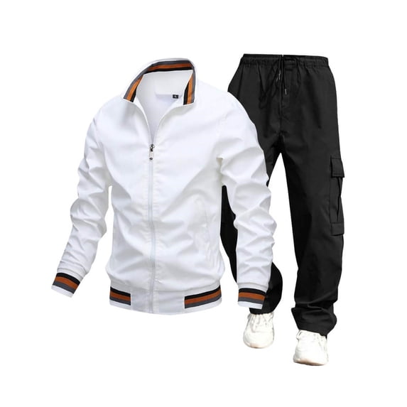 Men's Track Suits 2 Piece Outfits Lightweight Casual Jacket and Cargo Pants Set Stylish Two Piece Tracksuit Matching Sets Fall Winter Clothing