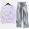 thumbnail image 1 of Men's Track Suits 2 Piece Outfits Summer Solid Crewneck Loungewear Set Long Sleeve Athletic Tracksuit Casual Two Piece Home Wear for Gym and Relax, 1 of 3