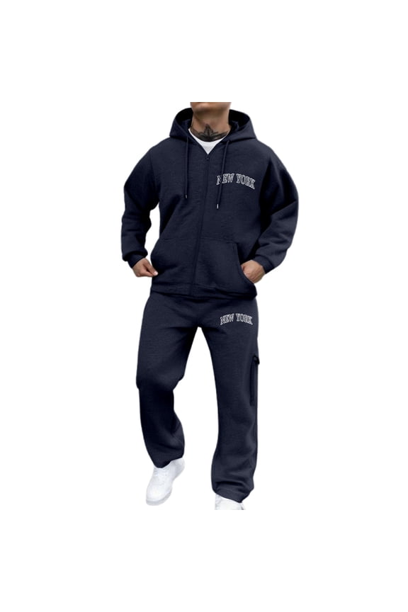 Men's Track Suits 2 Piece Set Casual Athletic Sweatsuit Full Zip Pullover Long Sleeve Running Sport Outfits Jogging Tracksuit Mens