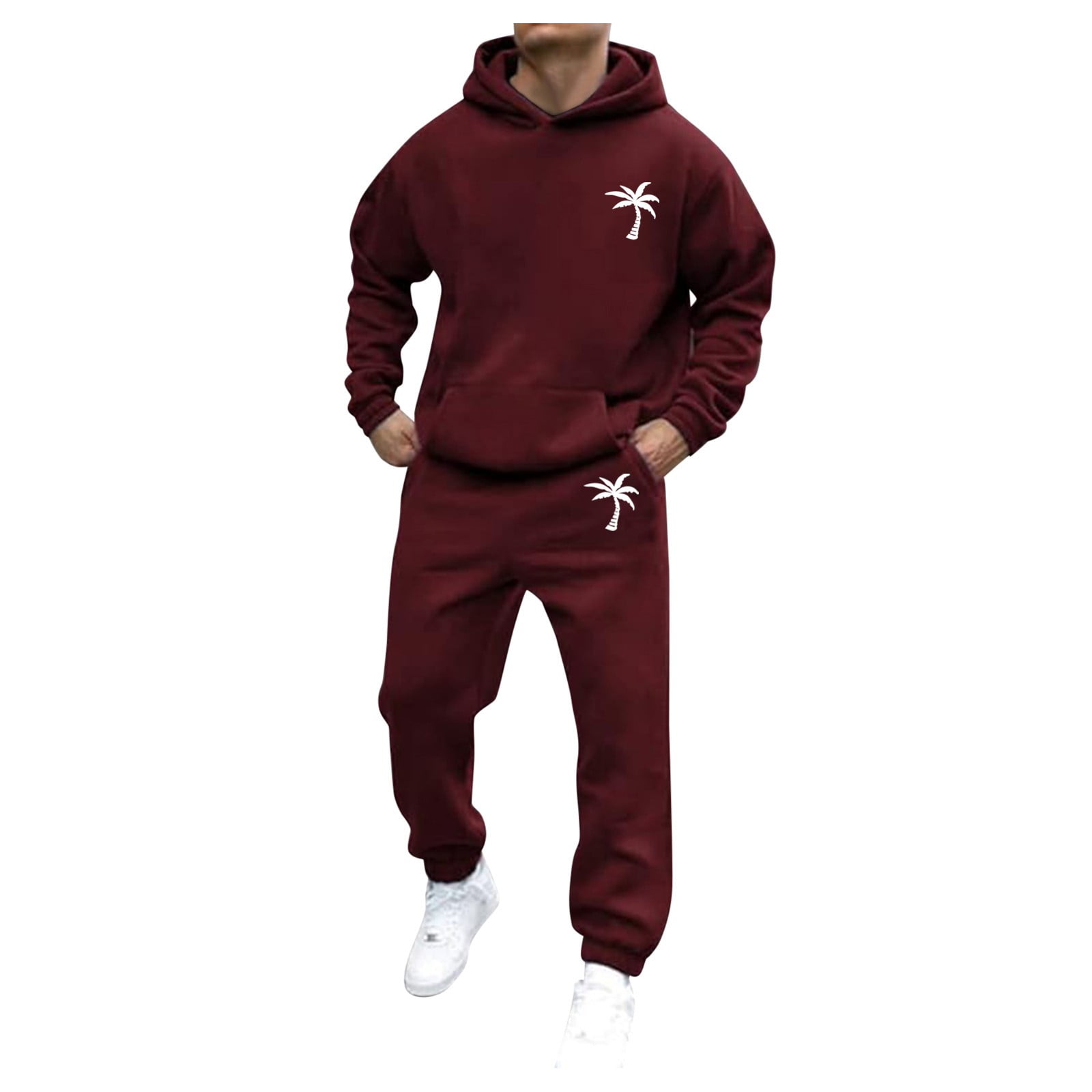Men's Track Suits Sweatshirt and Sweatpants Sets Winter Sweatsuit
