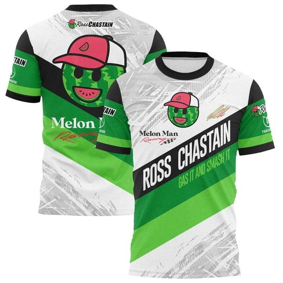 Men's Trackhouse Racing Team Collection White Ross Chastain Melon Man Gas It and Smash It Sublimated T-Shirt