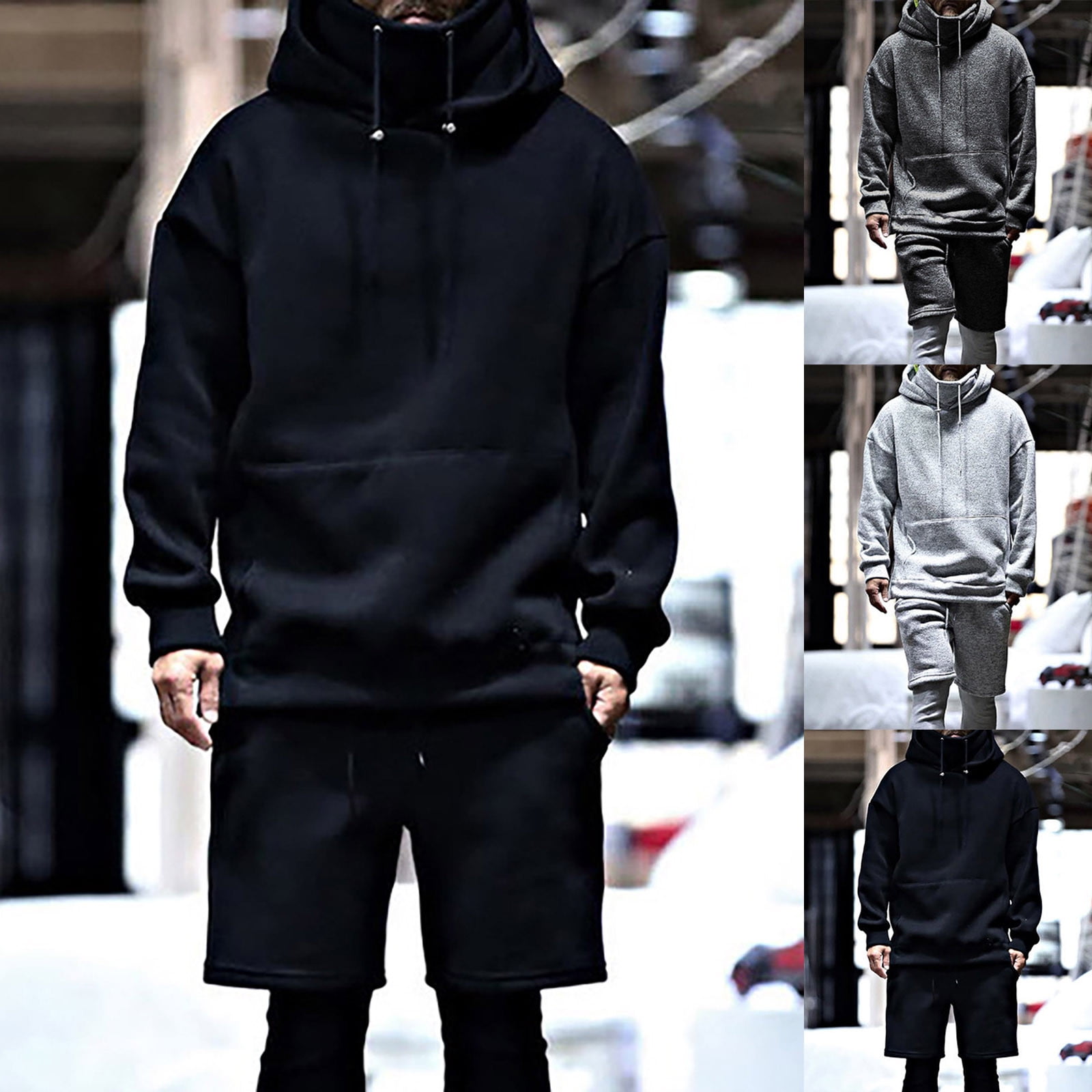 Men's Tracksuit 2 Piece Fall Winter Casual Jogger Sport Gym Pockets