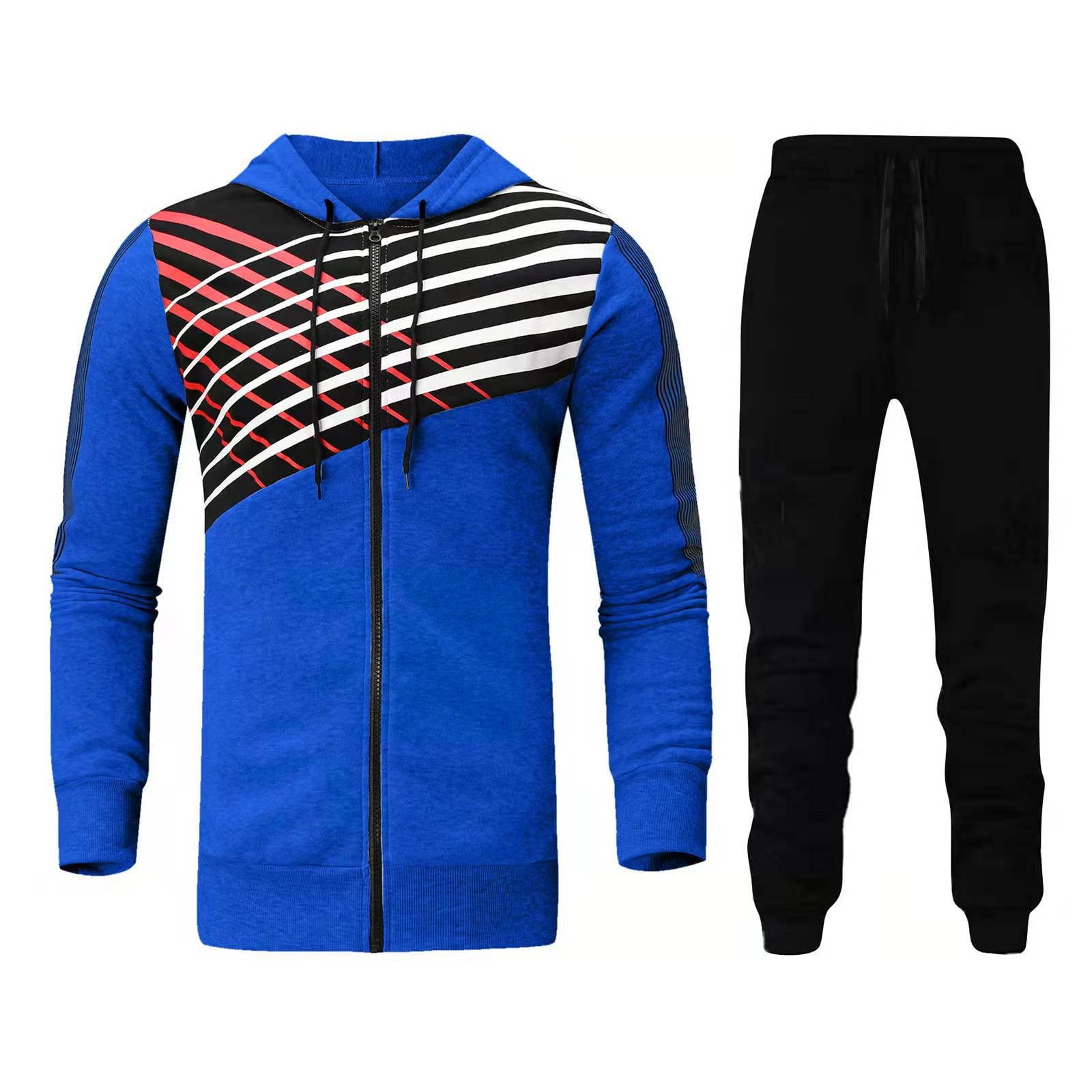 Men's Tracksuit 2 Piece Hooded Athletic Sweatsuits Casual Jogging Sport