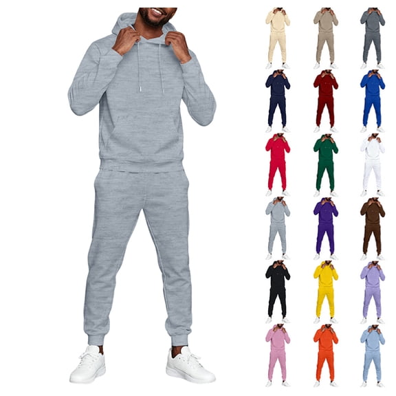 Men's Tracksuit 2 Piece Hooded Athletic Sweatsuits Casual Running Jogging Sport Suit Sets,Gray M