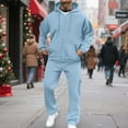 thumbnail image 1 of Men's Tracksuit 2 Piece Hoodie and Sweatpants Set Sweatsuits Casual Full Zip Athletic Track Suit Sets 2025 Light Blue 3XL, 1 of 7