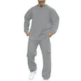 thumbnail image 1 of Men's Tracksuit 2 Piece Hoodies Casual Jogging Gym Sweat Suits Pullover Jogging Sweatshirts Cargo Pants Athletic Sweatsuits Sets - Light Gray-04,S, 1 of 8