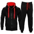 thumbnail image 1 of Men's Tracksuit 2 Piece Outfits Zip Up Drawstring Hoodies Sweatsuit Sets Casual Color Block Jogging Athletic Suits, 1 of 2
