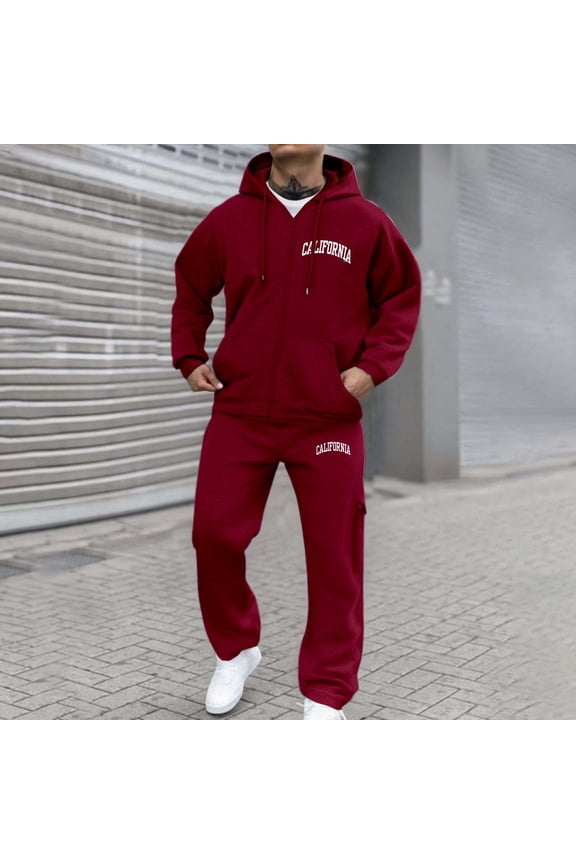 Men's Tracksuit 2 Pieces Set Long Sleeve Track suits Athletic Full Zip Active Sports Sets Athletic Jogging Fall Winter Tracksuit