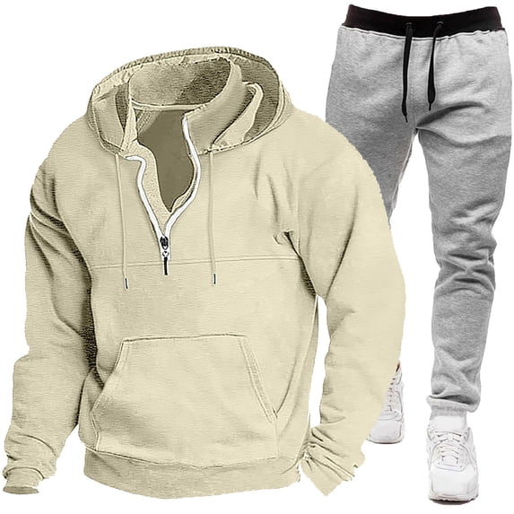 Men's Tracksuit Athletic Sweatshirts Fashionable Men's Solid Color Long Sleeve Casual Outwear Jackets Sets Basic Daily Essentials Running Jogging Workout