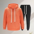 thumbnail image 1 of Men's Tracksuit Athletic Sweatshirts Men's Casual And Fashionable Solid Color Hooded Long Sleeved Hooded Drawstring Pants Set Basic Daily Essentials Running Jogging Workout, 1 of 7