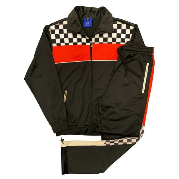 Men’s Tracksuit Checker Boxed Track jacket & Track pants Full Suit Matching Jogging Set