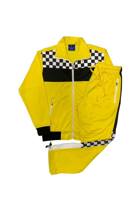 Men’s Tracksuit Checker Boxed Track jacket & Track pants Full Suit Matching Jogging Set