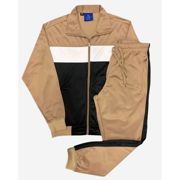 Men’s 2-Piece Tracksuit Traditional Coral Blocks Active Track Jacket and Track pants Outfits