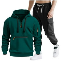 Men's Tracksuit Sets Half Zip Pullover Casual Hoodies Matching Cargo Pants 2 Piece Outfits Jogging Suits 2025