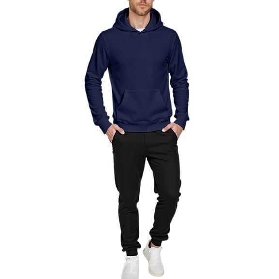 Men's Tracksuit Sweatsuits 2 Piece Set Active Jogging Suits Long Sleeve Sweatsuits Casual Outfits Athletic Jogging Fall Winter Tracksuit (Navy, S)