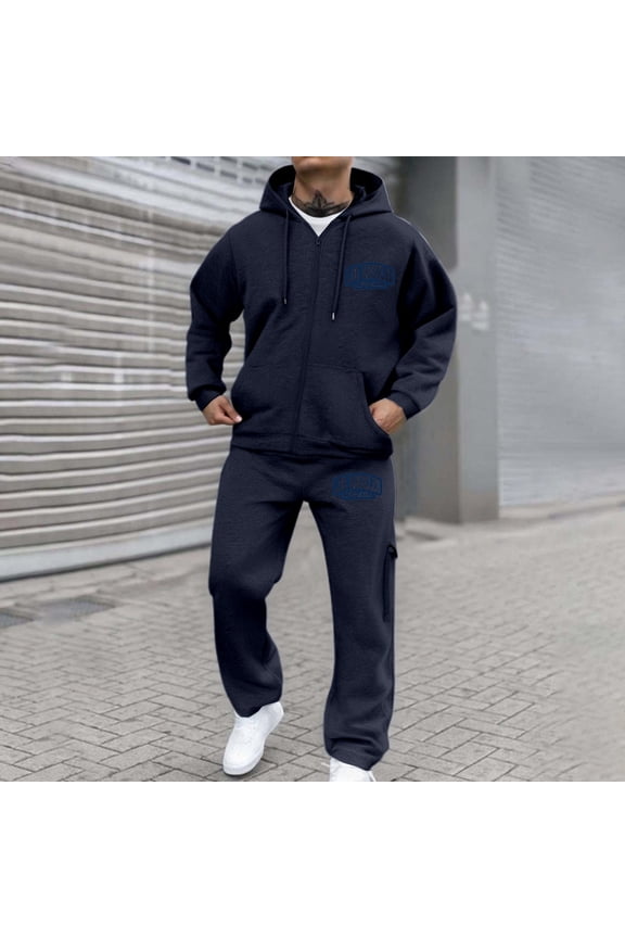 Men's Tracksuit Sweatsuits 2 Piece Set Full Zip Sweatsuit Workout Solid Jacquard Jogging Suit Set Sport Jogger Sweat Suits