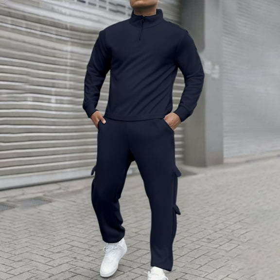 Men's Tracksuit Sweatsuits 2 Piece Set Quarter Zipper Sports Jogging Suits Sets Athletic Running Sweatsuits with Zip Pockets Casual Running Jogging Sport Suit Sets