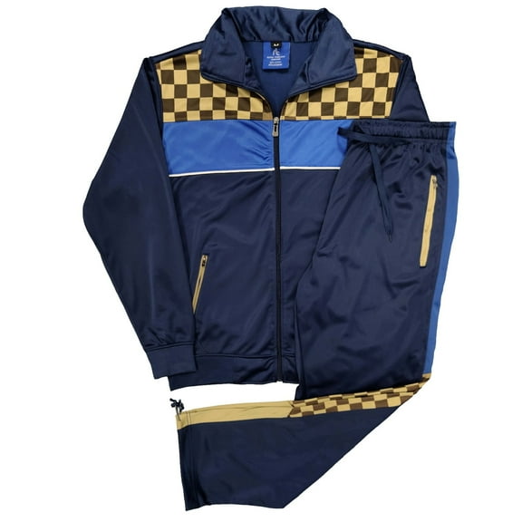 Men’s Tracksuit Traditional Checker Boxed Track jacket & Track pants Full Suit Matching Jogging Set