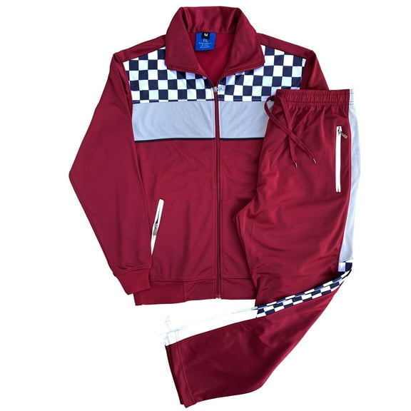Men’s Tracksuit Traditional Checker Boxed Track jacket & Track pants Full Suit Matching Jogging Set