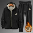 thumbnail image 1 of Men's Tracksuit Winter Soft Hooded Lamb Fleece Sweatsuits Warm Pullover Coats 2 Pieces Outfits Set Winter Thick Hoodie Cotton Pants Casual Sports Warm Set, 1 of 9
