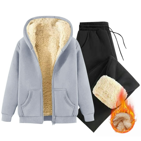Men's Tracksuit With Zipper 2 Piece Hooded Fashion Men's Casual Solid Color Drawstring Trouser Keep Warm Long Sleeve Hooded Set Running Hiking Outdoor Activities