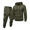 thumbnail image 1 of Men's Tracksuits 2 Piece Casual Long Sleeve Sweatsuits Athletic Hoodie and Sweatpants Set Jogging Suit Army Green S, 1 of 3