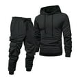 thumbnail image 1 of Men's Tracksuits 2 Piece Casual Long Sleeve Sweatsuits Athletic Hoodie and Sweatpants Set Jogging Suit Black XL, 1 of 3