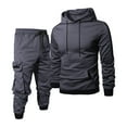 thumbnail image 1 of Men's Tracksuits 2 Piece Casual Long Sleeve Sweatsuits Athletic Hoodie and Sweatpants Set Jogging Suit Dark Gray L, 1 of 3