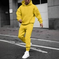 Men's Tracksuits 2 Piece Hoodie and Sweatpants Set Casual Athletic Jogging Suit for Men Yellow L