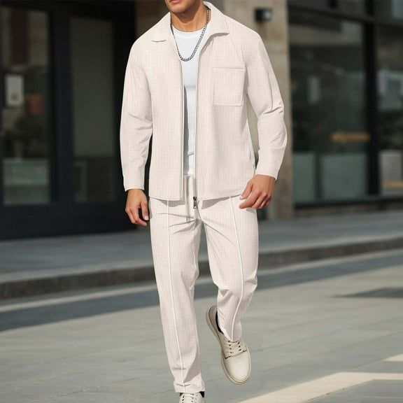 Men's Tracksuits 2 Piece Outfits Casual Athletic Sweatsuit Full Zip Pullover Long Sleeve Running Sport Outfits Casual Athletic Jogging Warm Up Sets