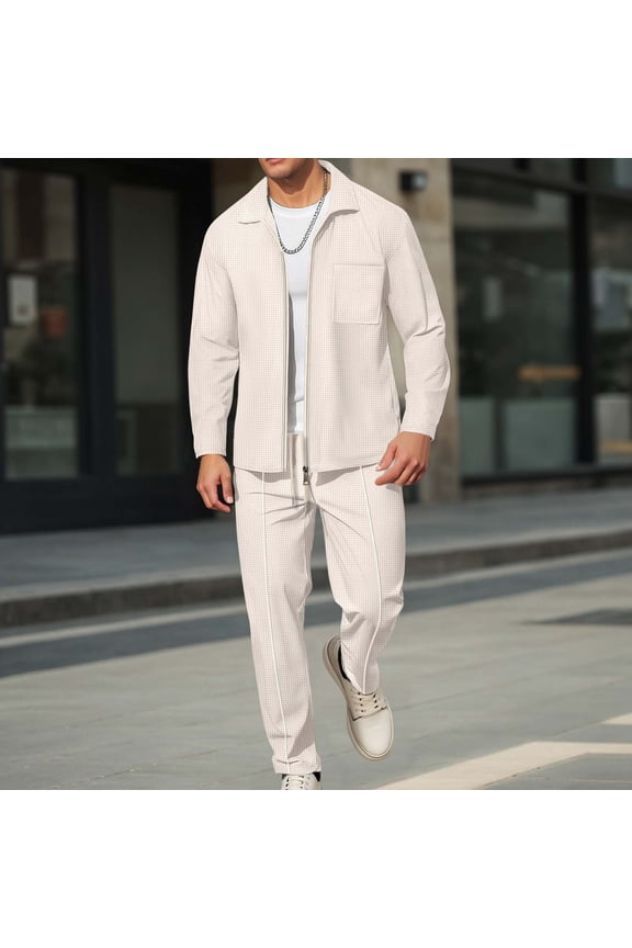 Men's Tracksuits 2 Piece Outfits Casual Athletic Sweatsuit Full Zip Pullover Long Sleeve Running Sport Outfits Casual Athletic Jogging Warm Up Sets