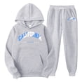 thumbnail image 1 of Men's Tracksuits 2 Piece Set Casual Letter Print Relaxed Fit Hoodie Sweatshirt and Joggers Sweatpants Sets Sport Suits Clothes Outfits Grey XXL, 1 of 3