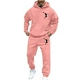 thumbnail image 1 of Men's Tracksuits 2 Piece Set Casual graphics print Relaxed Fit Hoodie Sweatshirt and Joggers Sweatpants Sets Pullover Suit with Pocket Pink S, 1 of 4