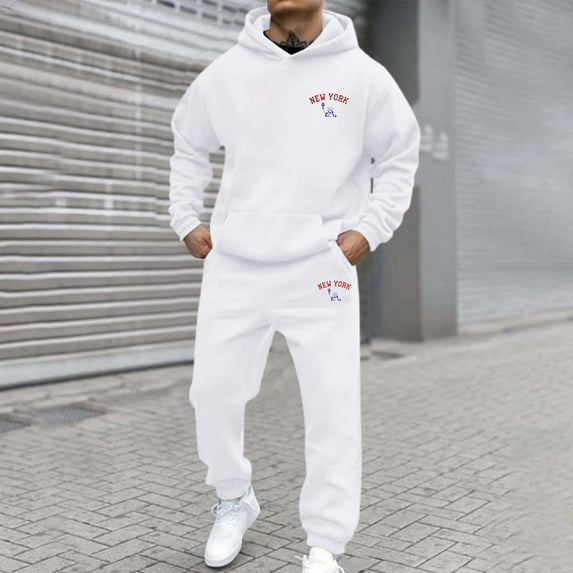 Men's Tracksuits 2 Piece Set Classic Solid Color Casual Hoodie Sweatshirt and Joggers Sweatpants Sets Running Fall Fashion Sport Suits Winter Clothes Outfits