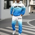 thumbnail image 1 of Men's Tracksuits 2 Piece Set Color Patchwork Loose Fit Hoodie Sweatshirt and Joggers Sweatpants Sets Versatile Fall Winter Long Sleeve Pullover Suit with Pocket, 1 of 5