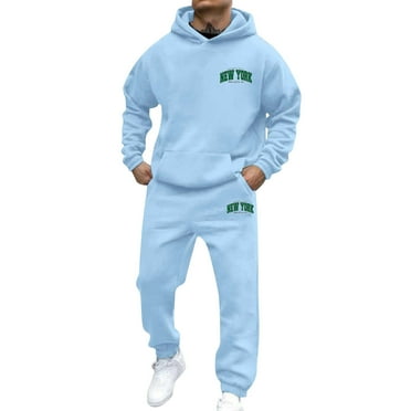 Men's Tracksuits 2 Piece Set Oversized Hoodie and Sweatpants Casual Jogging Gym Sweat Suits for Mens Sweatsuit Activewear Sky Blue XXXL
