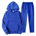 thumbnail image 1 of Men's Tracksuits 2 Piece Set Solid Color Hoodie Sweatshirt And Joggers Sweatpants Sets Leisure Fall Winter Long Sleeve Sport Suit with Pocket, 1 of 2